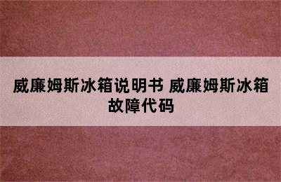 威廉姆斯冰箱说明书 威廉姆斯冰箱故障代码